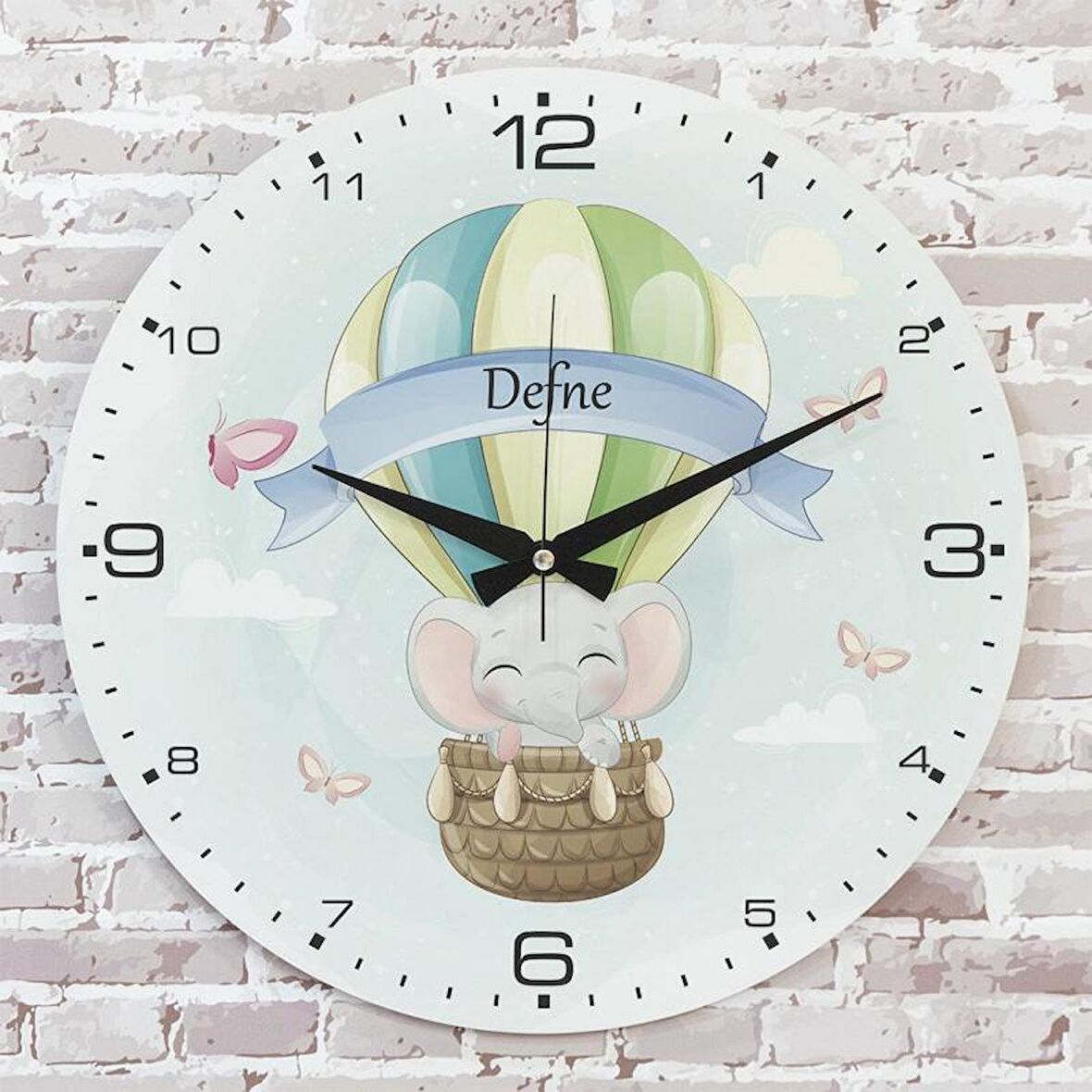 Kişiye Özel Çocuk Odası Hediyesi Ahşap Saat 33cm  KA02-1809