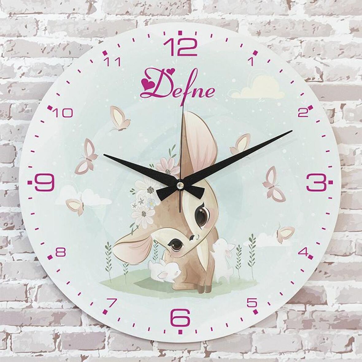 Kişiye Özel Çocuk Odası Hediyesi Ahşap Saat 33cm  KA02-1810