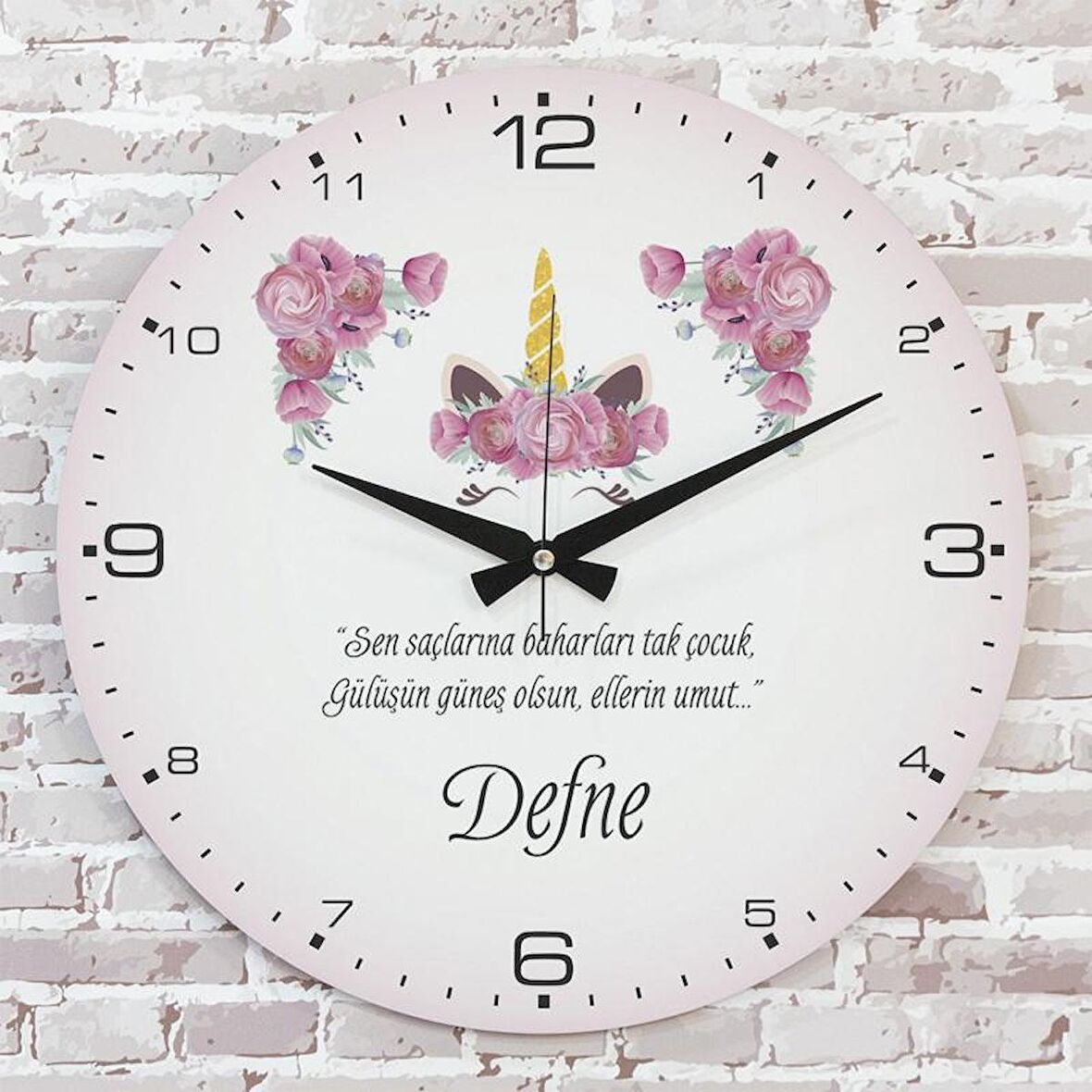 Kişiye Özel Çocuk Odası Hediyesi Ahşap Saat 33cm  KA02-1814