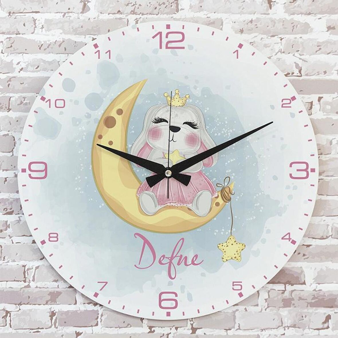 Kişiye Özel Çocuk Odası Hediyesi Ahşap Saat 33cm  KA02-1816