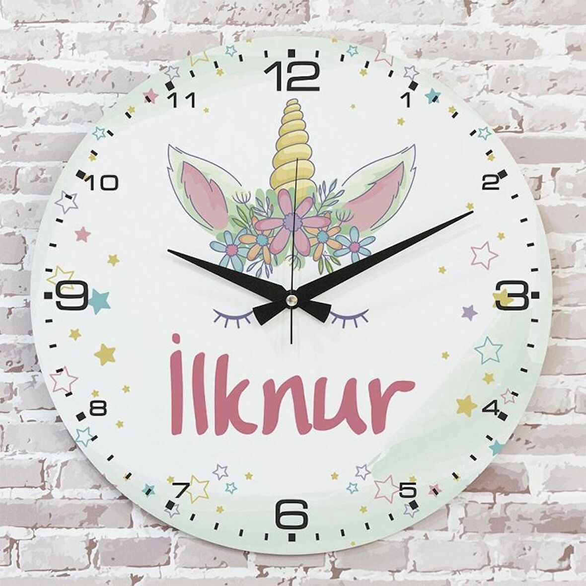 Kişiye Özel Çocuk Odası Hediyesi Ahşap Saat 33cm  KA02-1818