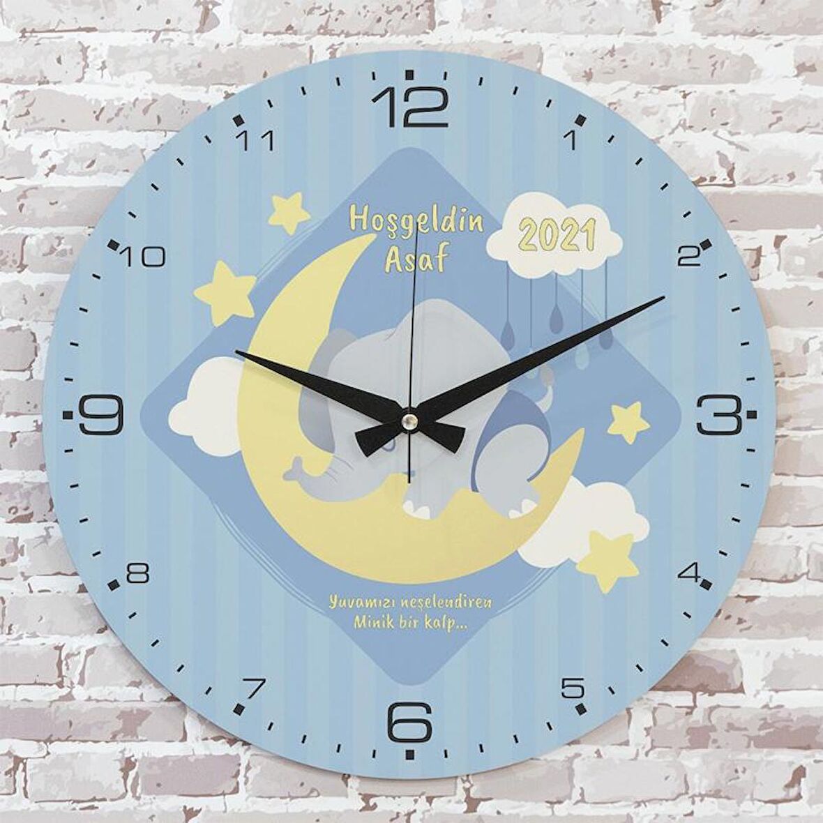 Kişiye Özel Çocuk Odası Hediyesi Ahşap Saat 33cm  KA02-1821