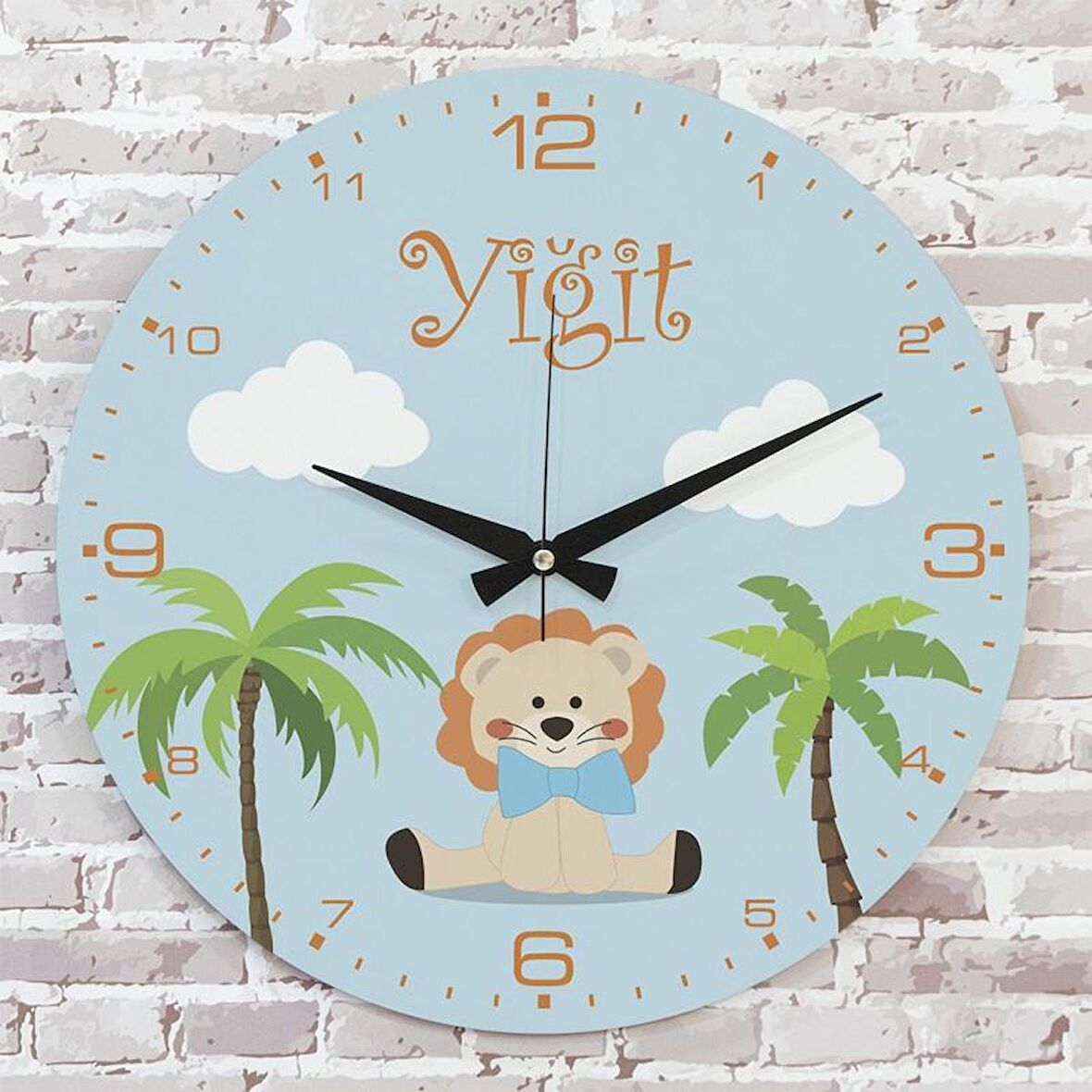 Kişiye Özel Çocuk Odası Hediyesi Ahşap Saat 33cm  KA02-1824