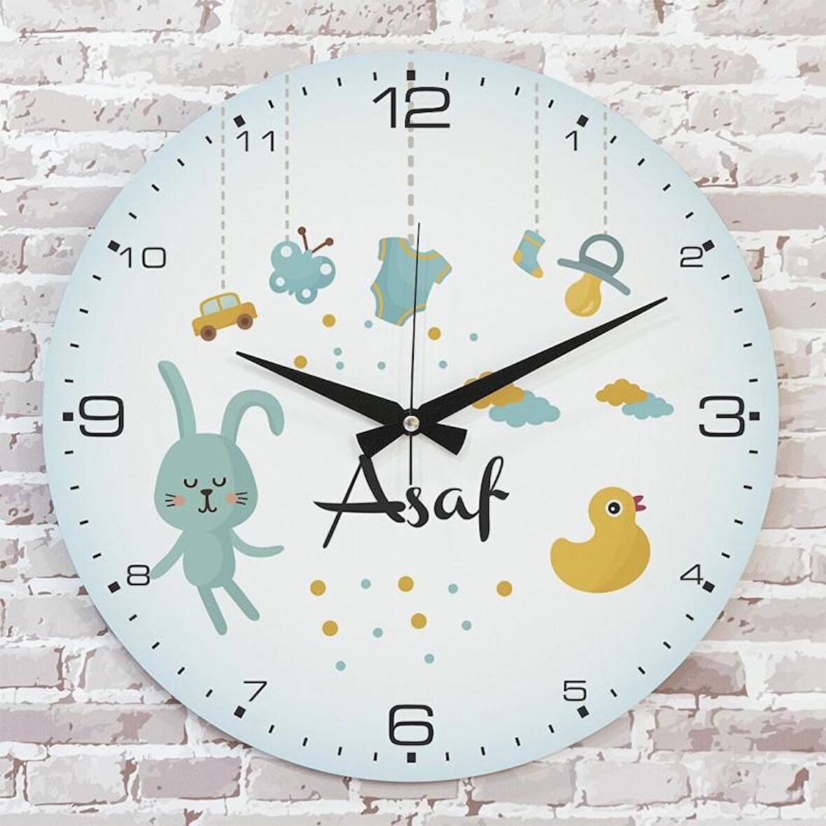 Kişiye Özel Çocuk Odası Hediyesi Ahşap Saat 33cm  KA02-1826