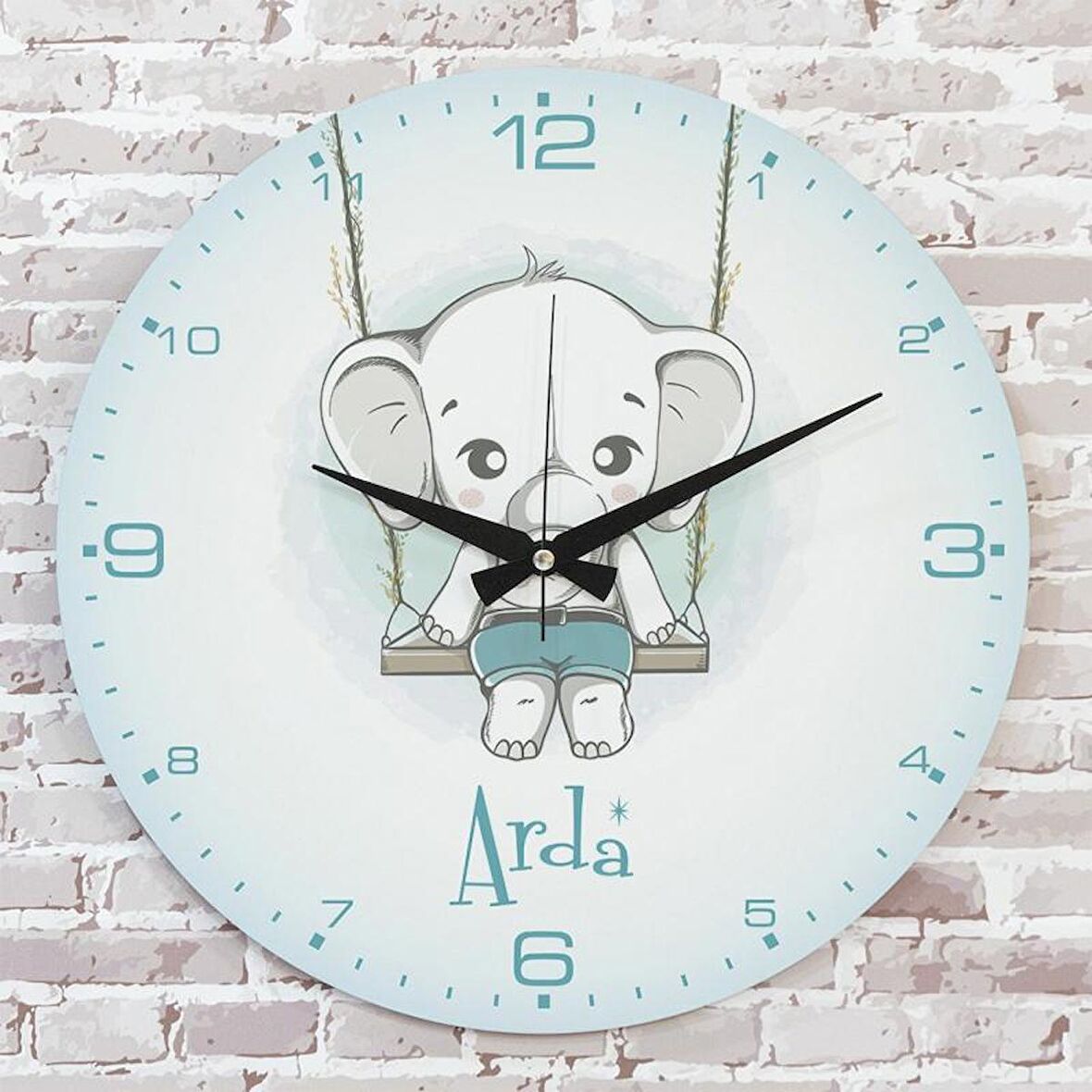 Kişiye Özel Çocuk Odası Hediyesi Ahşap Saat 33cm  KA02-1832