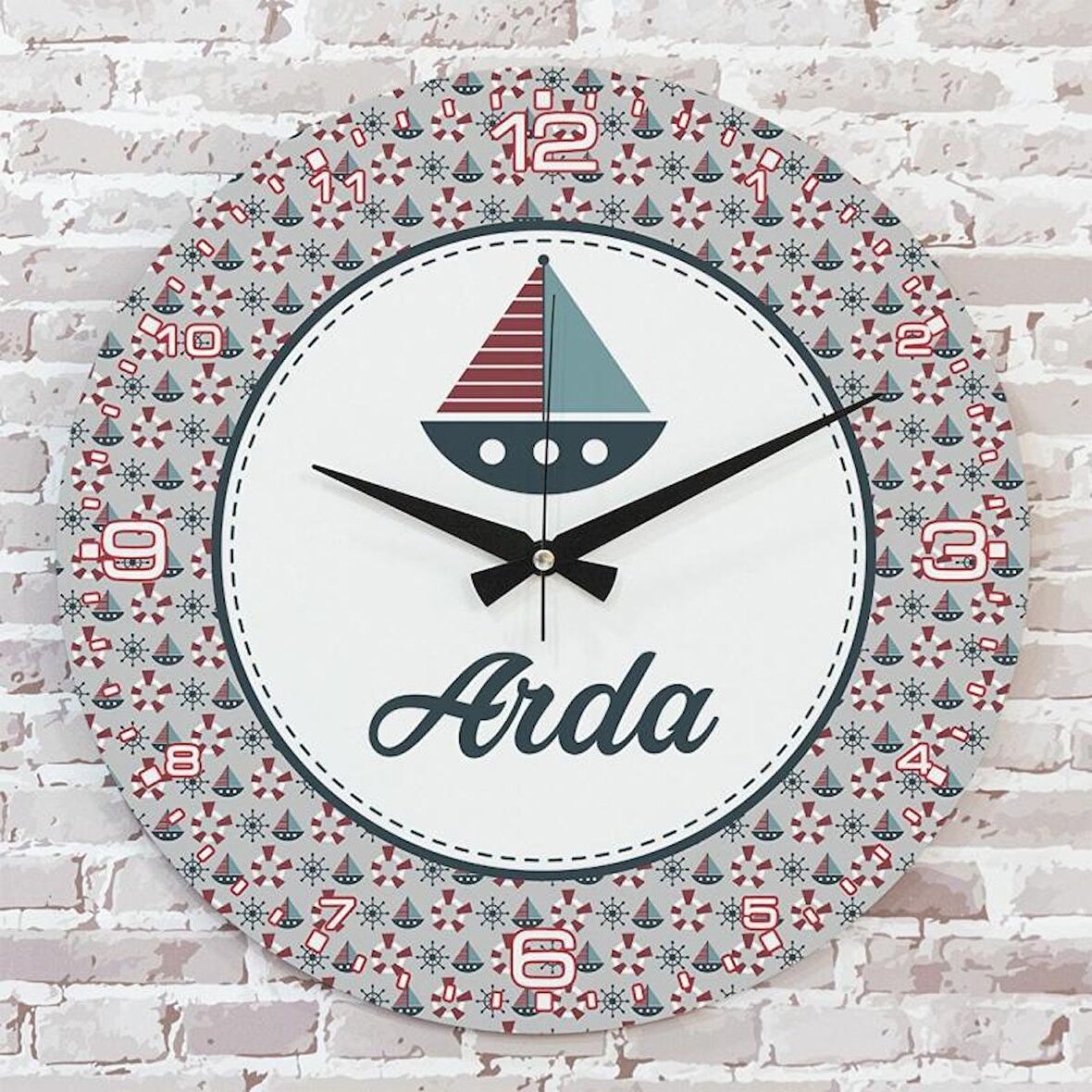 Kişiye Özel Çocuk Odası Hediyesi Ahşap Saat 33cm  KA02-1840