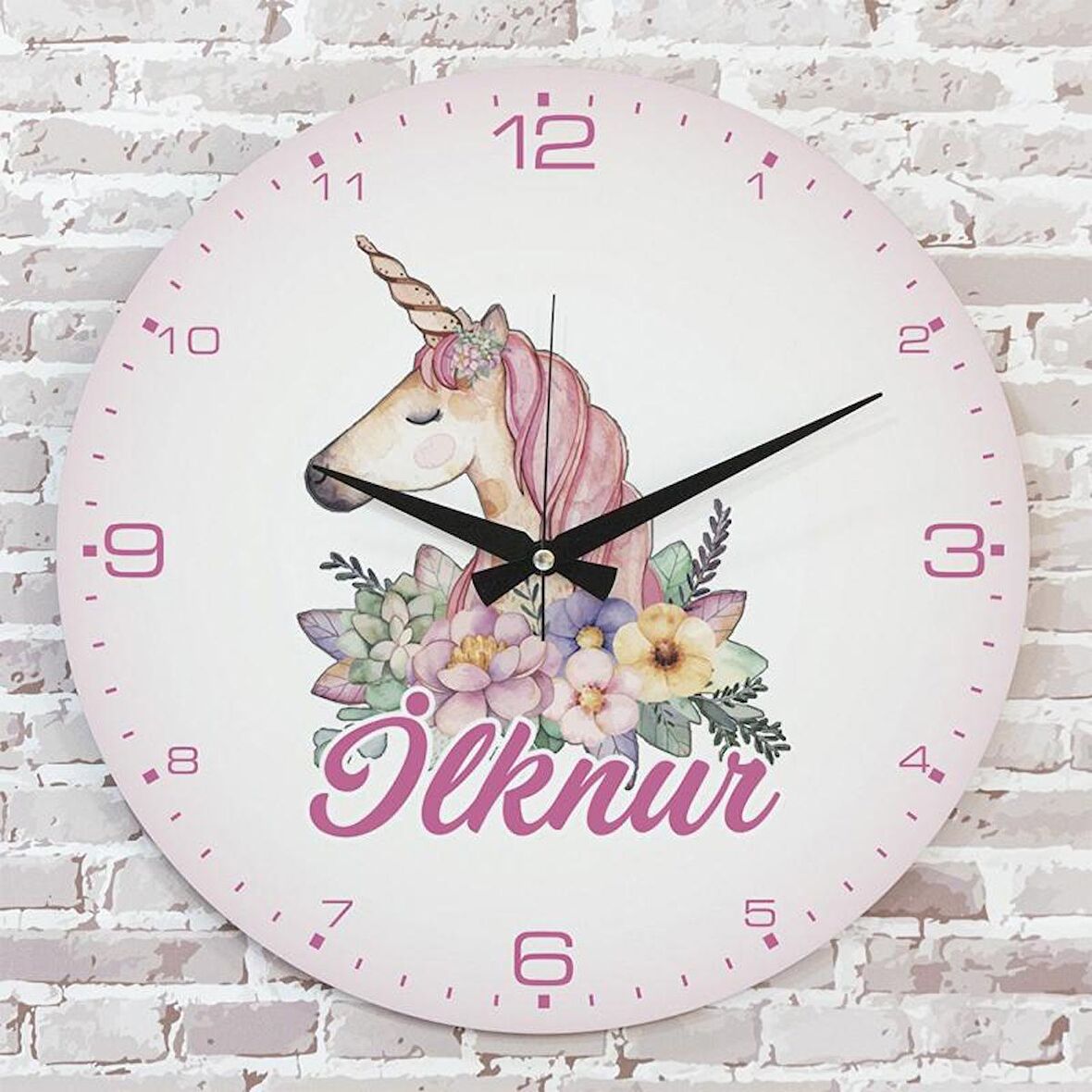 Kişiye Özel Çocuk Odası Hediyesi Ahşap Saat 33cm  KA02-1841