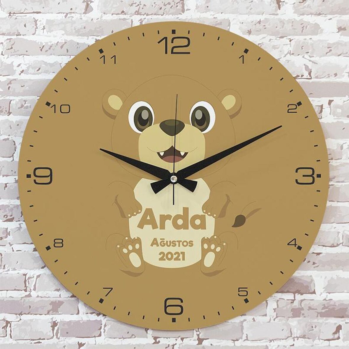 Kişiye Özel Çocuk Odası Hediyesi Ahşap Saat 33cm  KA02-1844