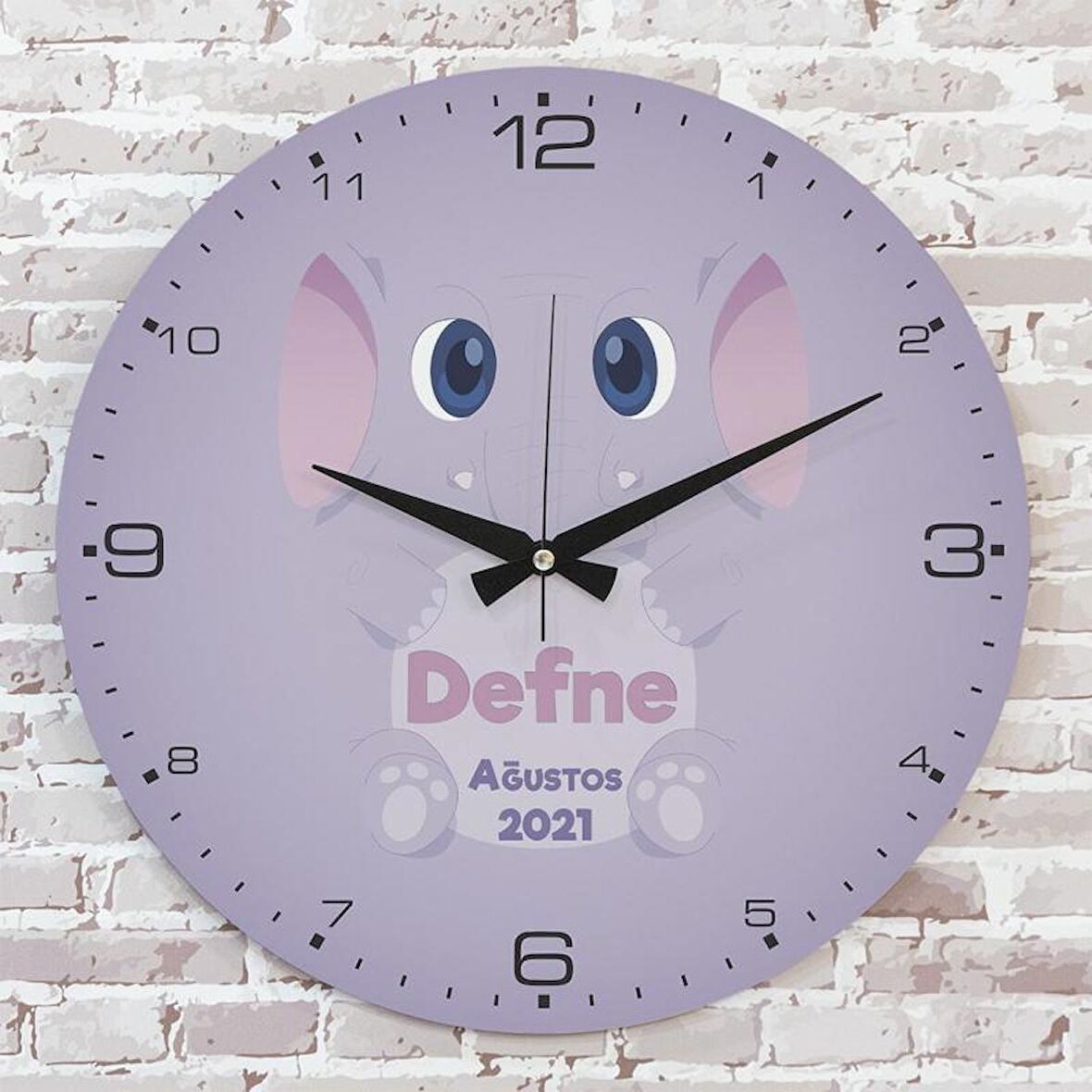 Kişiye Özel Çocuk Odası Hediyesi Ahşap Saat 33cm  KA02-1845