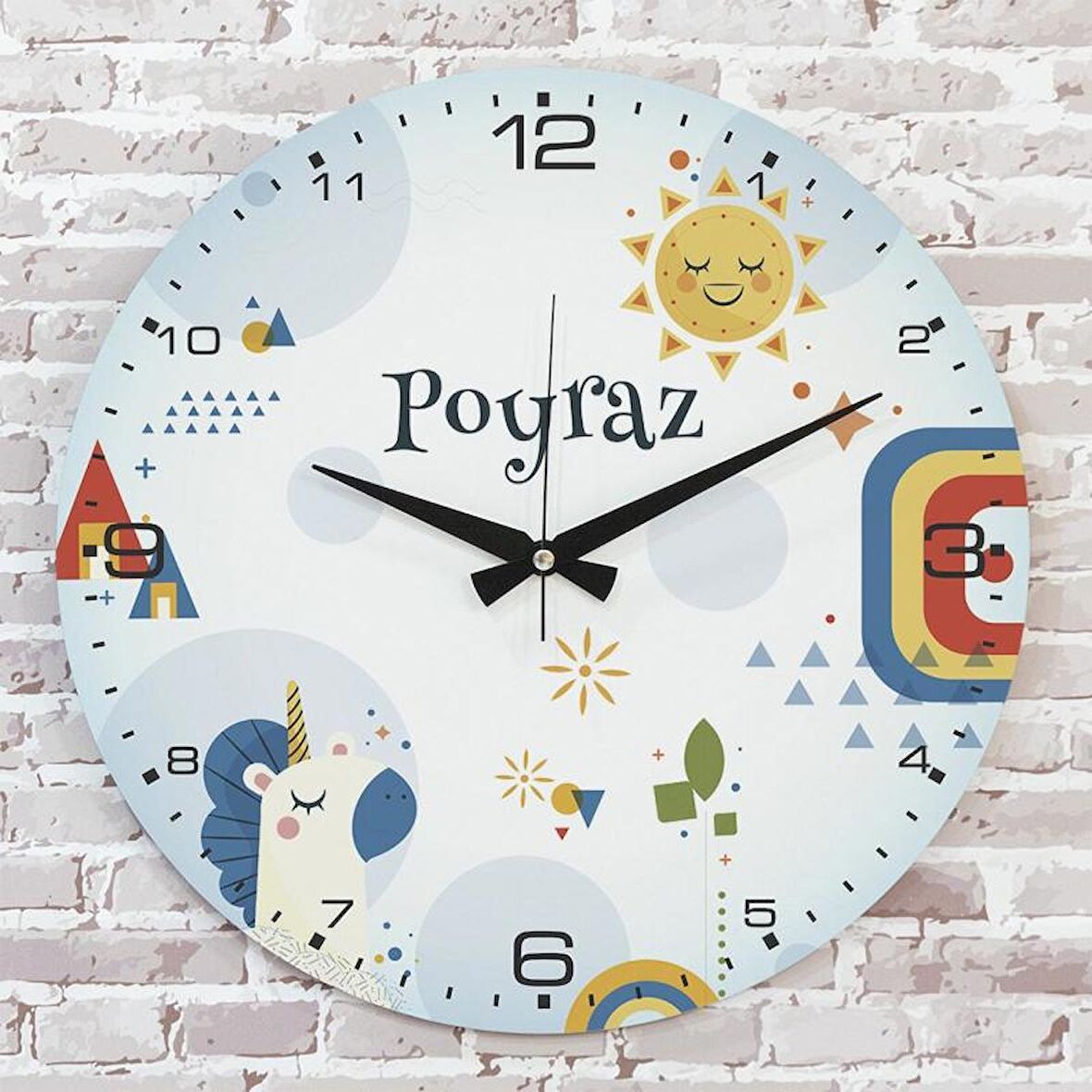 Kişiye Özel Çocuk Odası Hediyesi Ahşap Saat 33cm  KA02-1847