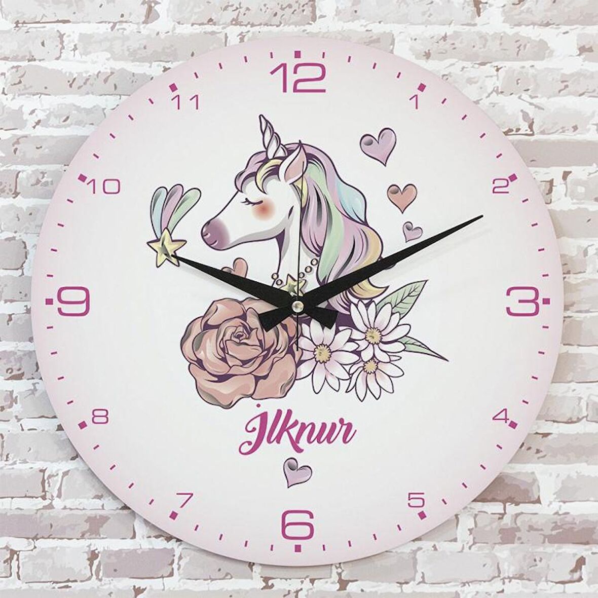 Kişiye Özel Çocuk Odası Hediyesi Ahşap Saat 33cm  KA02-1851