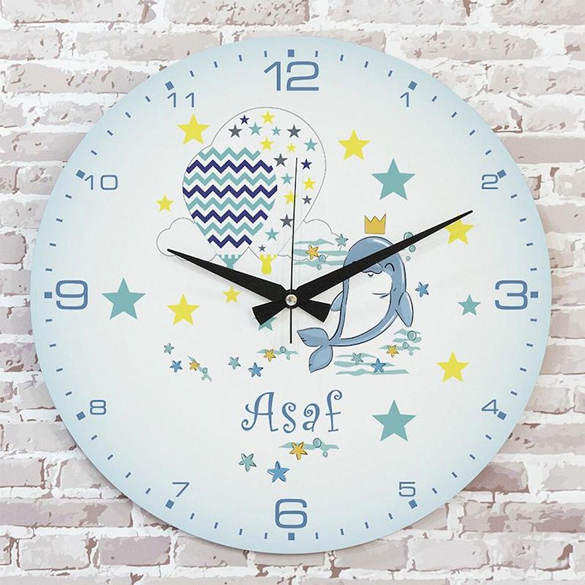 Kişiye Özel Çocuk Odası Hediyesi Ahşap Saat 33cm  KA02-1853