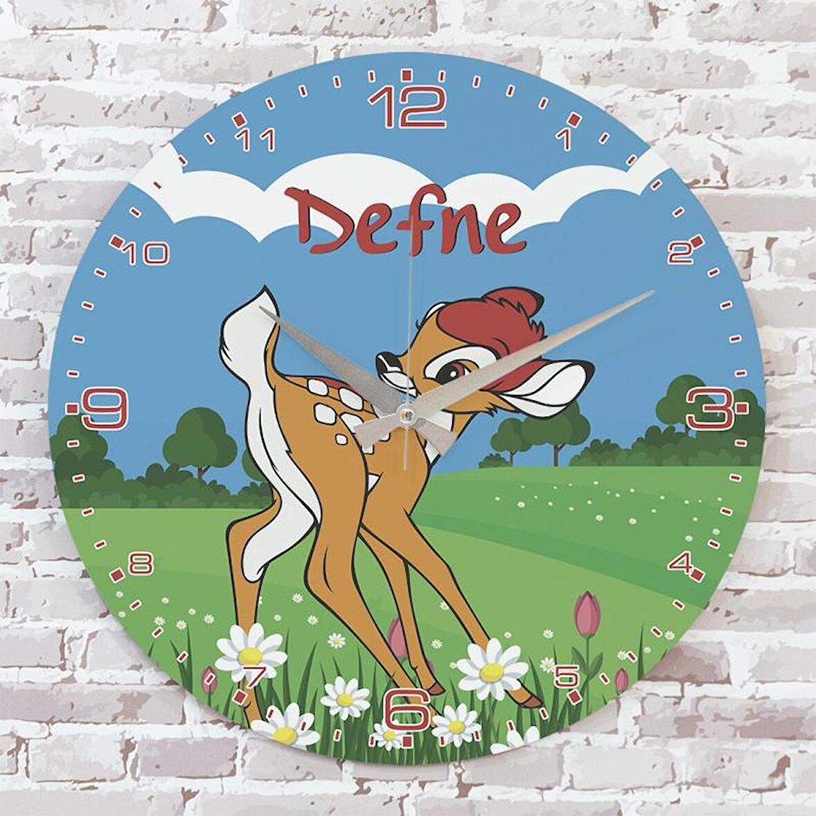 Kişiye Özel Çocuk Odası Hediyesi Ahşap Saat 33cm  KA02-1855