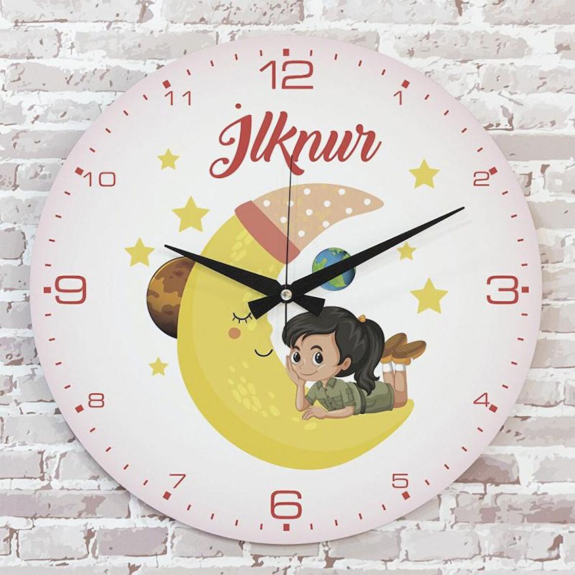 Kişiye Özel Çocuk Odası Hediyesi Ahşap Saat 33cm  KA02-1857