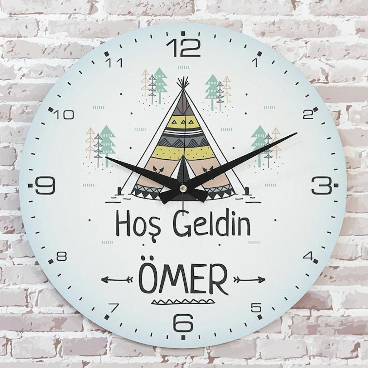 Kişiye Özel Çocuk Odası Hediyesi Ahşap Saat 33cm  KA02-1861