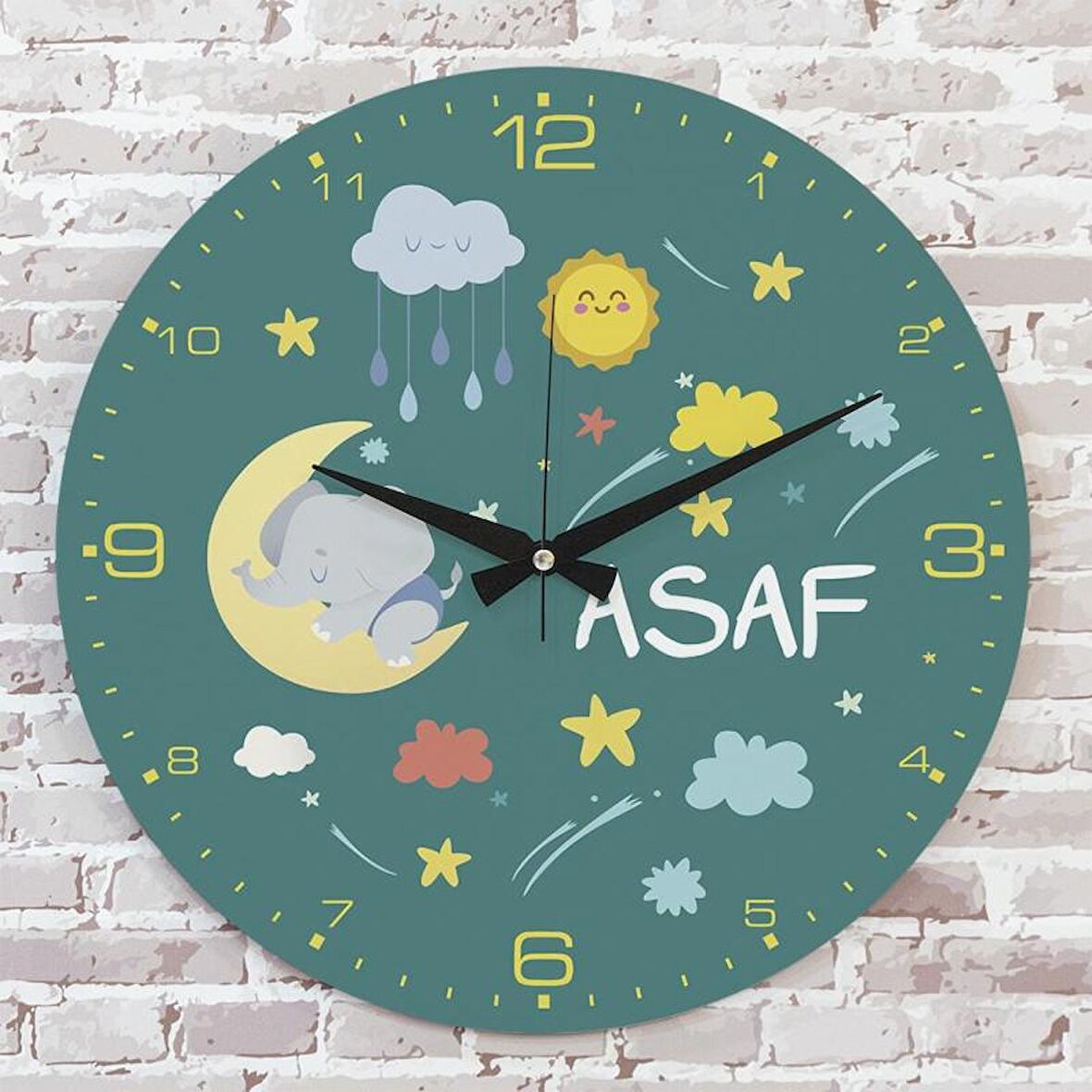 Kişiye Özel Çocuk Odası Hediyesi Ahşap Saat 33cm  KA02-1862