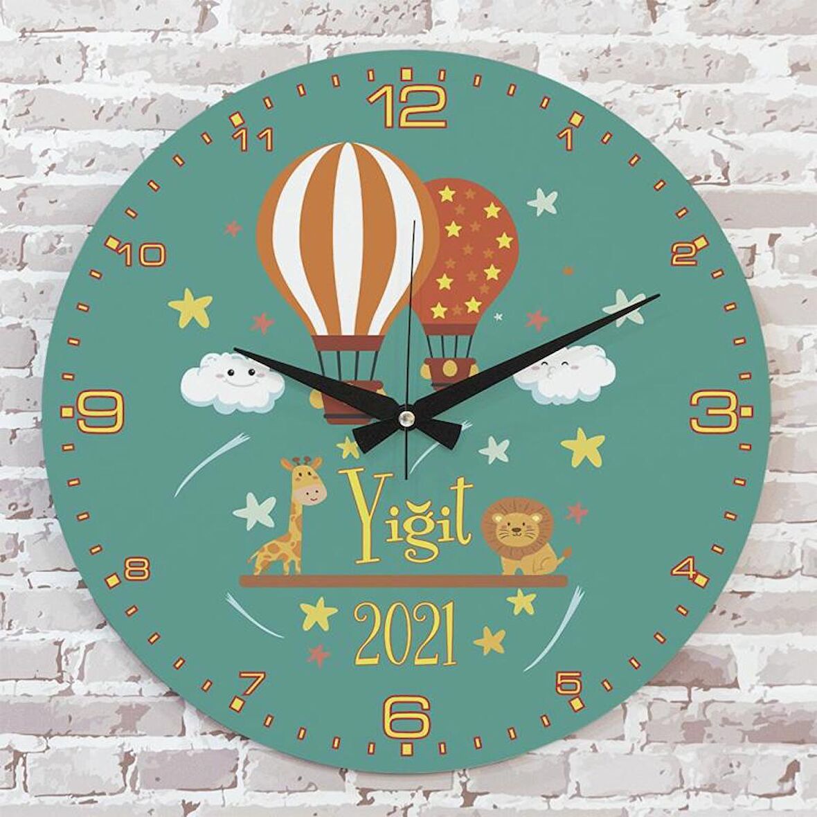 Kişiye Özel Çocuk Odası Hediyesi Ahşap Saat 33cm  KA02-1864