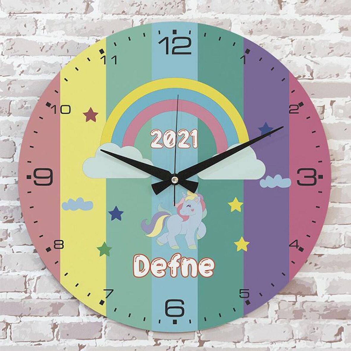 Kişiye Özel Çocuk Odası Hediyesi Ahşap Saat 33cm  KA02-1867