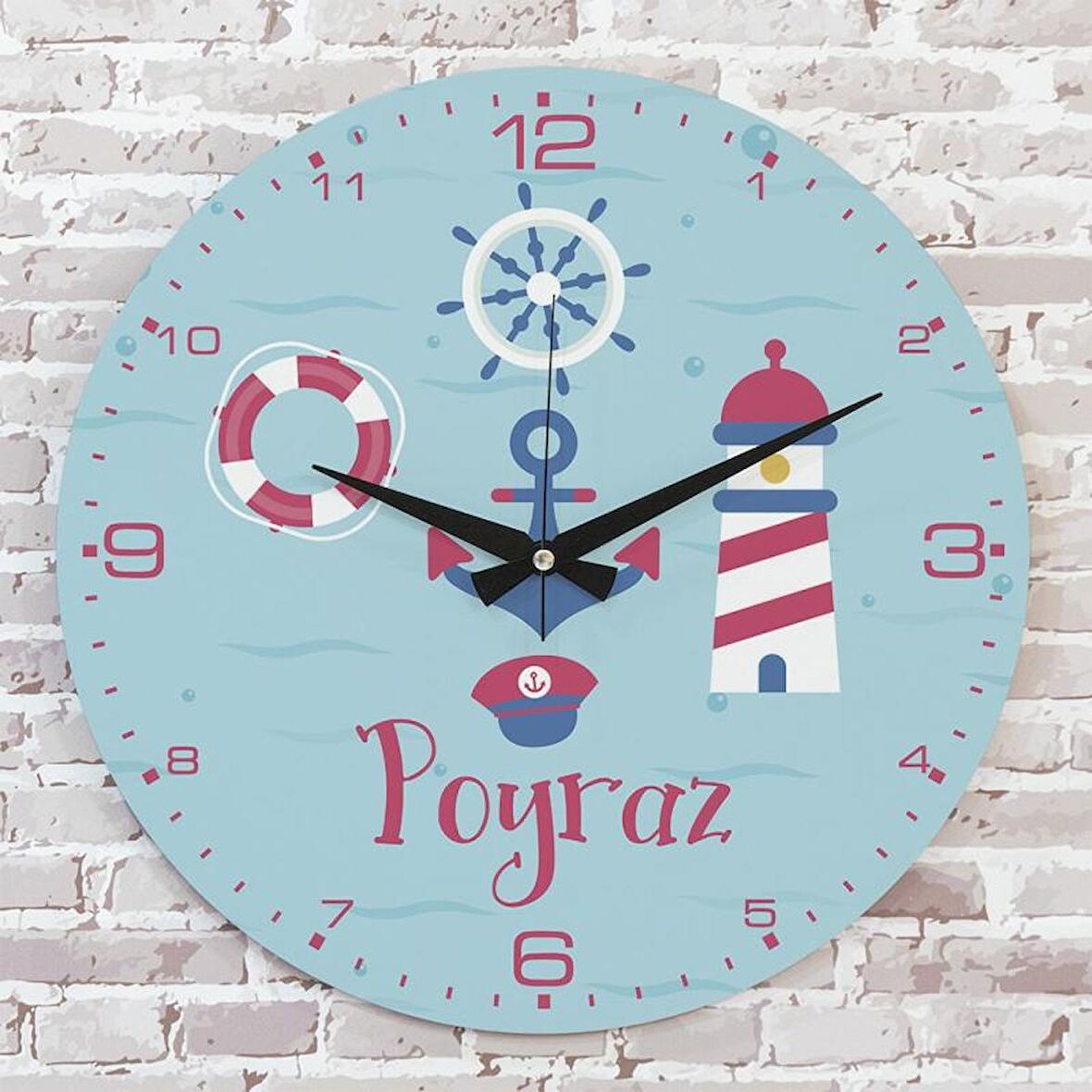 Kişiye Özel Çocuk Odası Hediyesi Ahşap Saat 33cm  KA02-1870