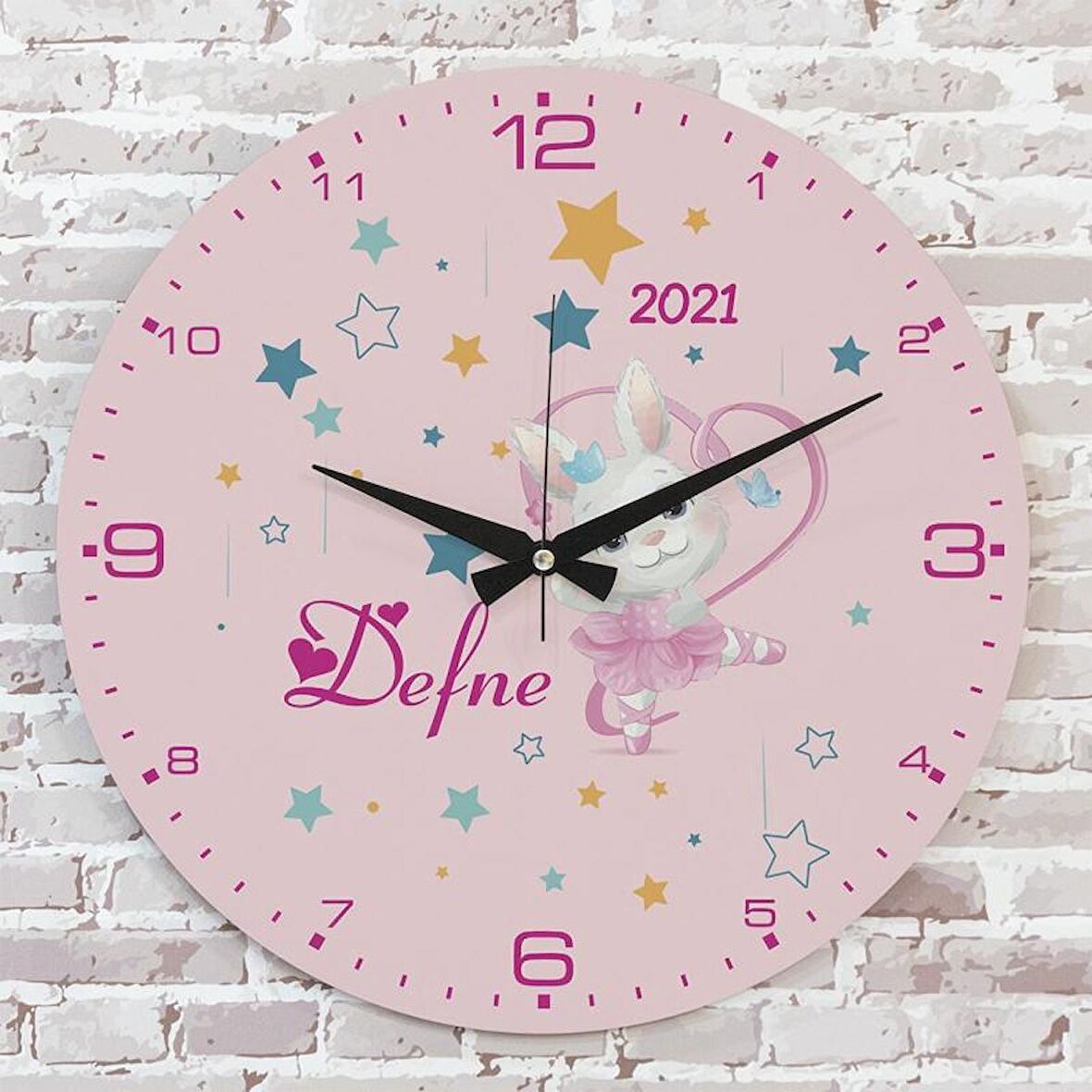 Kişiye Özel Çocuk Odası Hediyesi Ahşap Saat 33cm  KA02-1871