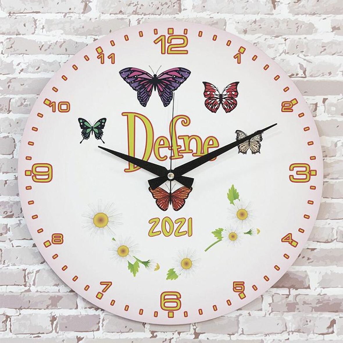 Kişiye Özel Çocuk Odası Hediyesi Ahşap Saat 33cm  KA02-1874