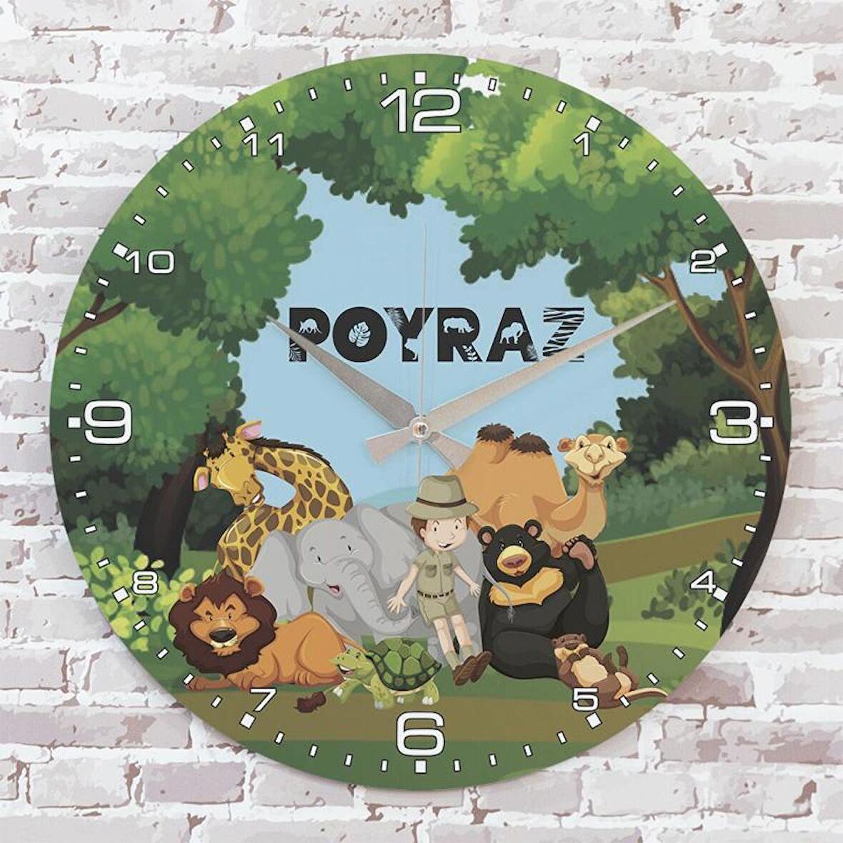 Kişiye Özel Çocuk Odası Hediyesi Ahşap Saat 33cm  KA02-1878