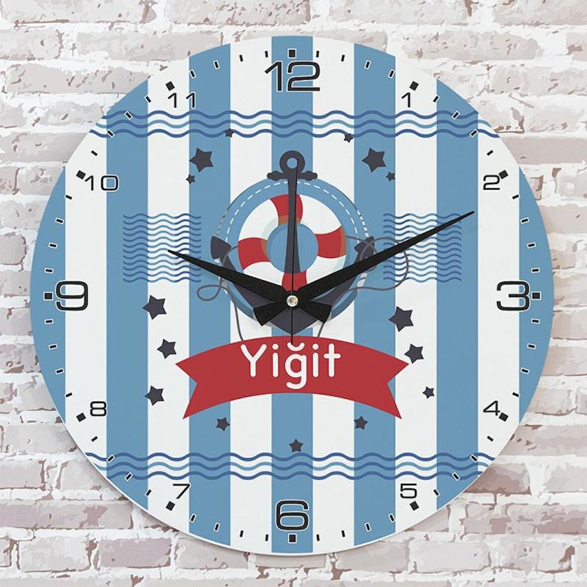 Kişiye Özel Çocuk Odası Hediyesi Ahşap Saat 33cm  KA02-1880