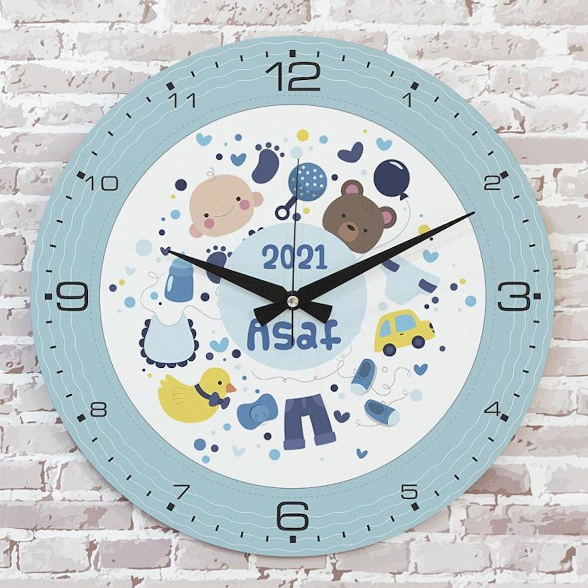 Kişiye Özel Çocuk Odası Hediyesi Ahşap Saat 33cm  KA02-1885