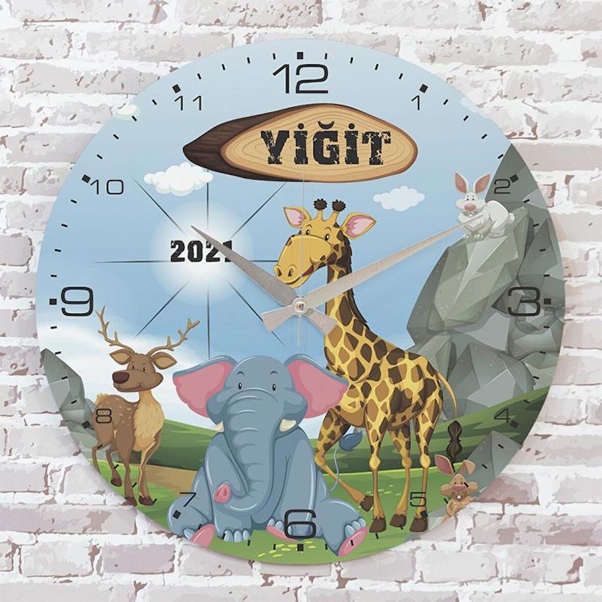 Kişiye Özel Çocuk Odası Hediyesi Ahşap Saat 33cm  KA02-1888