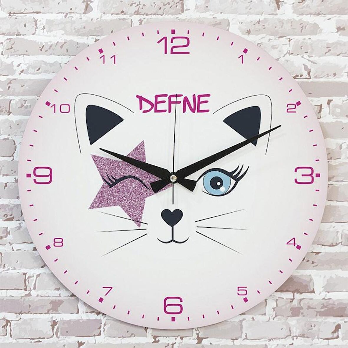 Kişiye Özel Çocuk Odası Hediyesi Ahşap Saat 33cm  KA02-1890