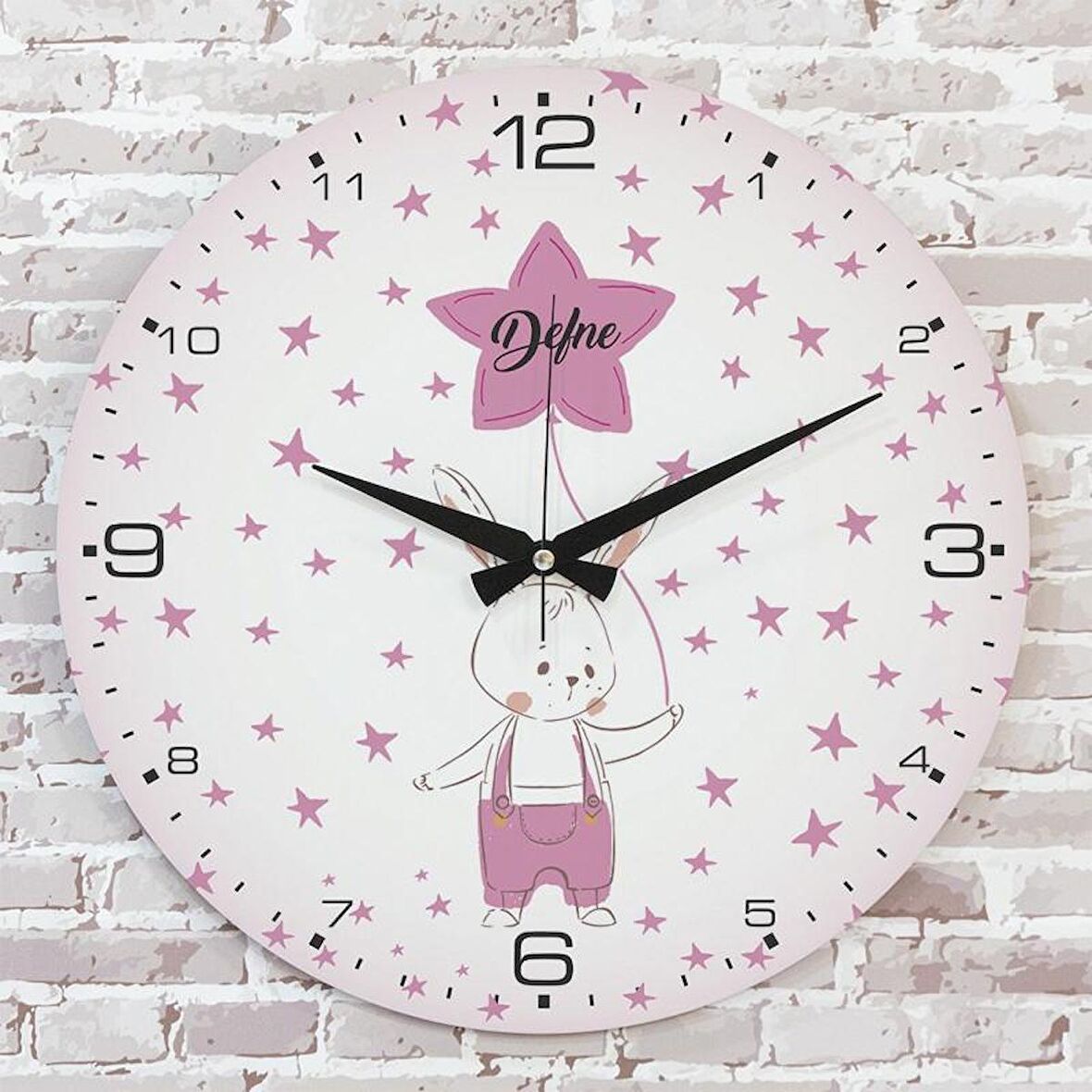 Kişiye Özel Çocuk Odası Hediyesi Ahşap Saat 33cm  KA02-1892