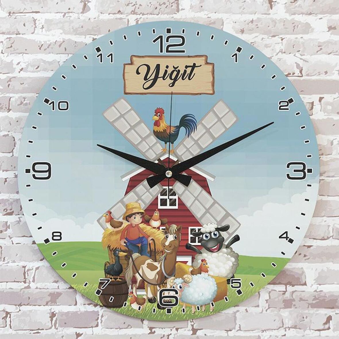 Kişiye Özel Çocuk Odası Hediyesi Ahşap Saat 33cm  KA02-1894