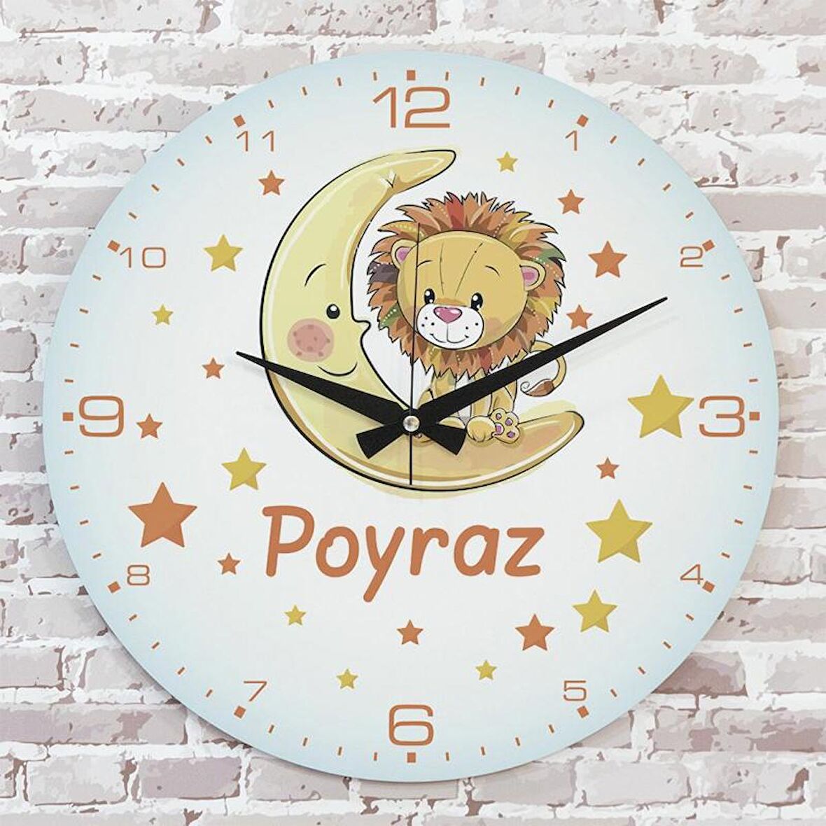 Kişiye Özel Çocuk Odası Hediyesi Ahşap Saat 33cm  KA02-1895