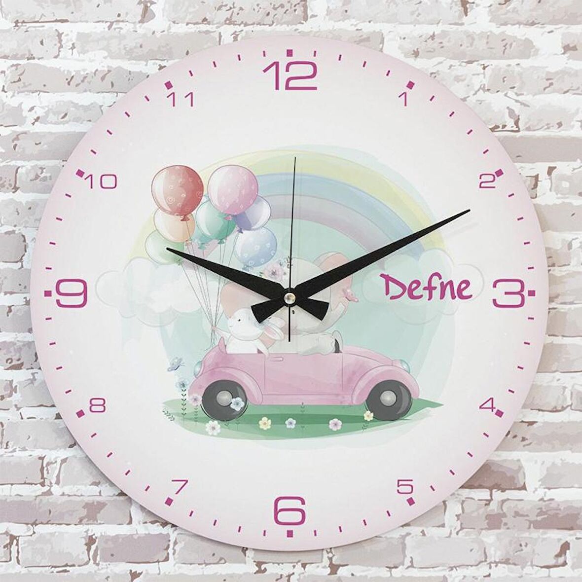 Kişiye Özel Çocuk Odası Hediyesi Ahşap Saat 33cm  KA02-1898