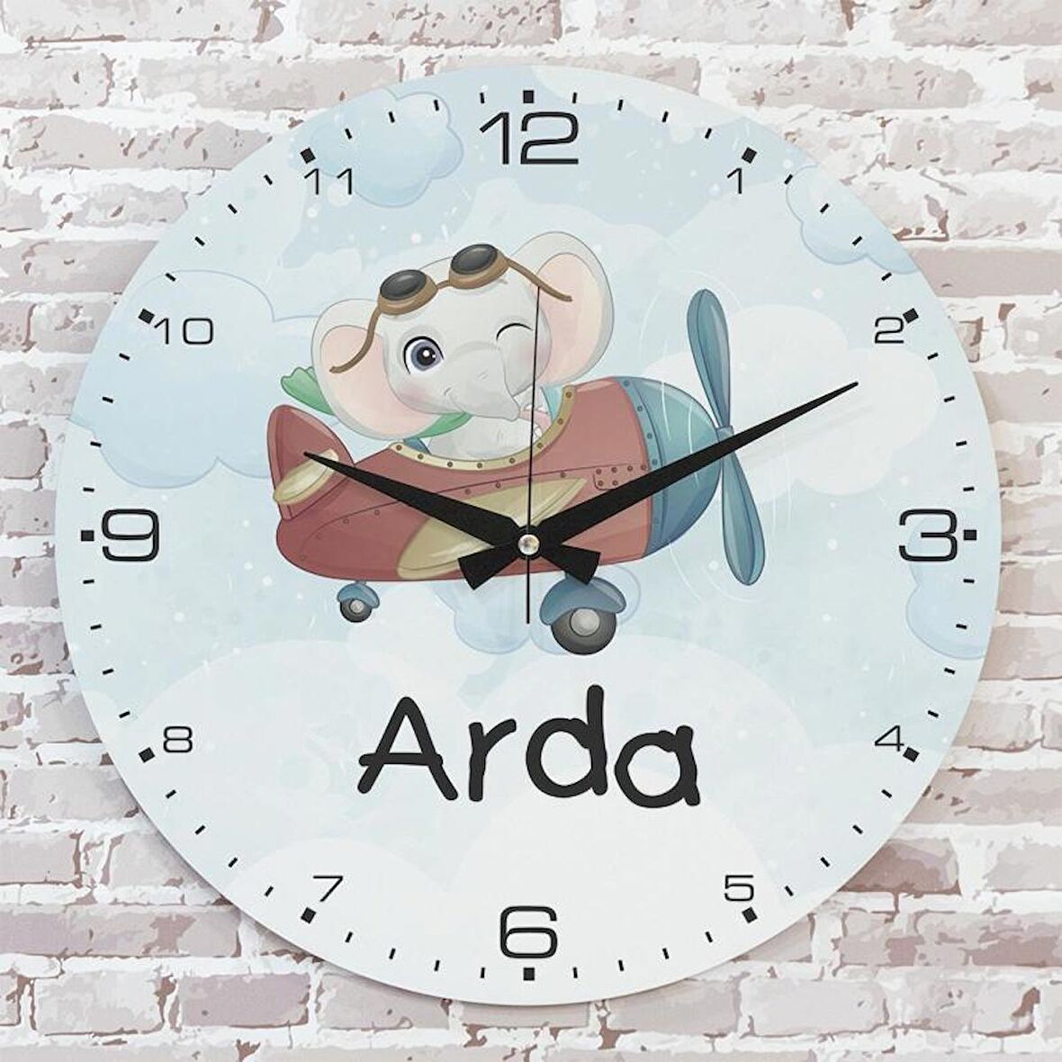 Kişiye Özel Çocuk Odası Hediyesi Ahşap Saat 33cm  KA02-1899