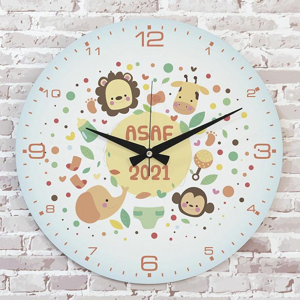 Kişiye Özel Çocuk Odası Hediyesi Ahşap Saat 33cm  KA02-1903