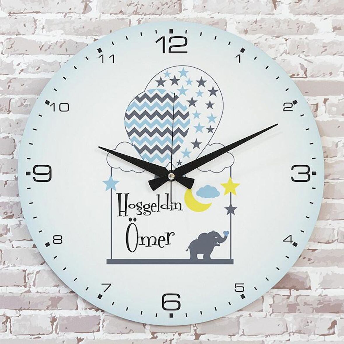 Kişiye Özel Çocuk Odası Hediyesi Ahşap Saat 33cm  KA02-1908