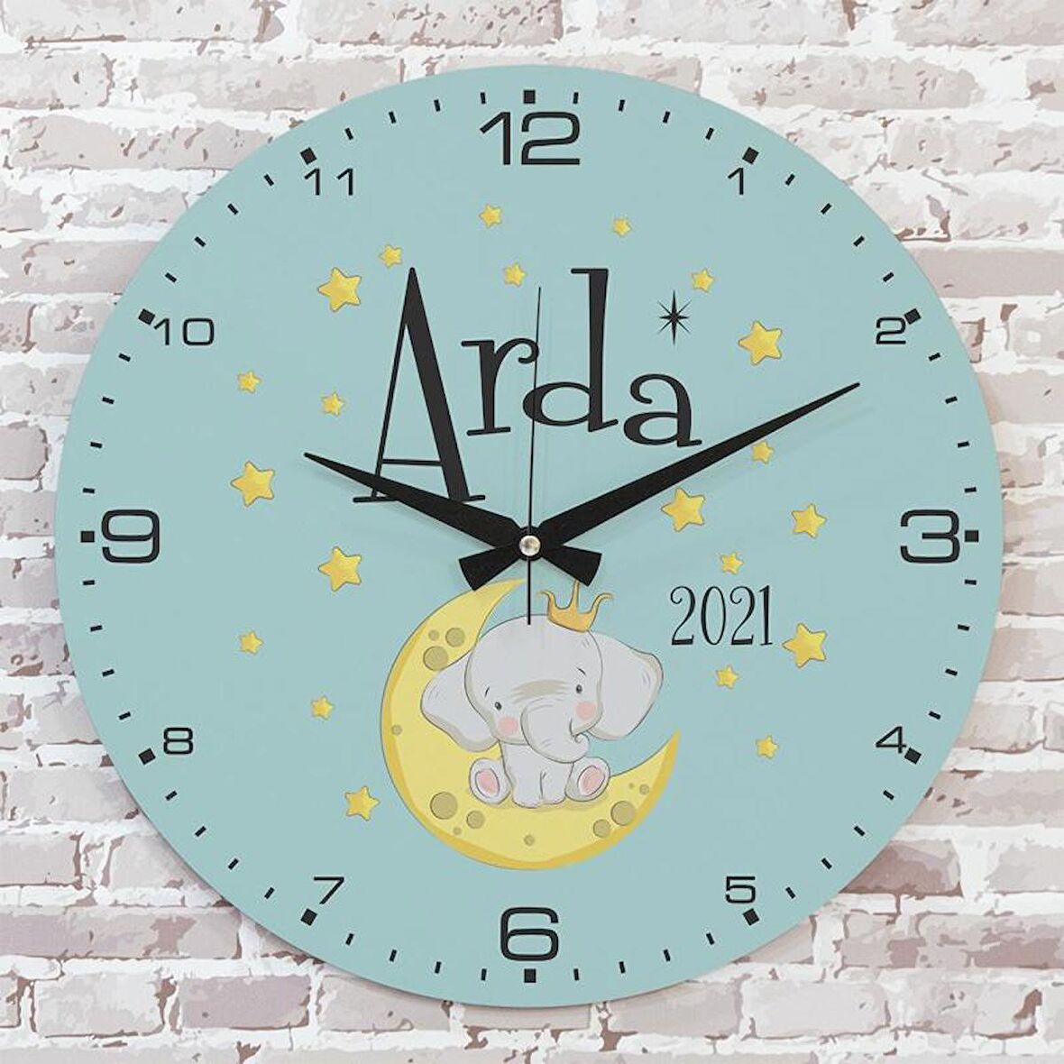 Kişiye Özel Çocuk Odası Hediyesi Ahşap Saat 33cm  KA02-1912