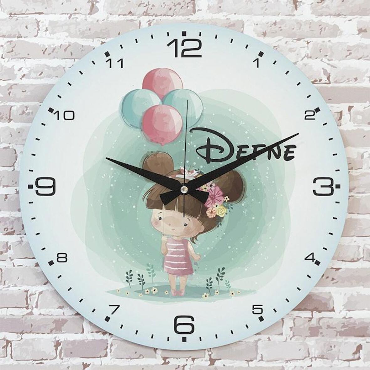 Kişiye Özel Çocuk Odası Hediyesi Ahşap Saat 33cm  KA02-1913