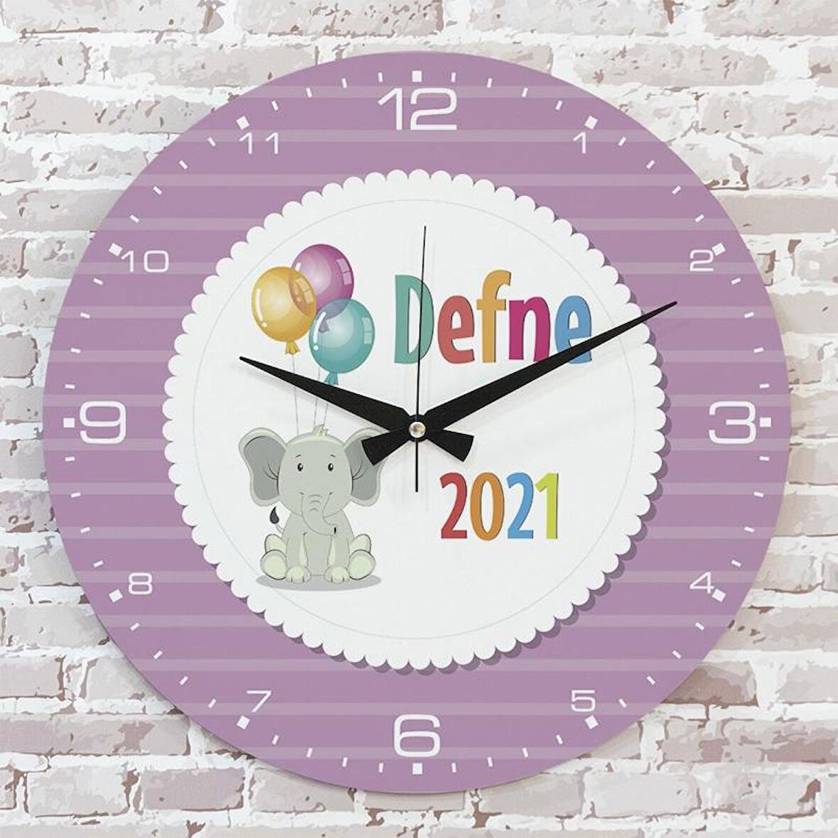 Kişiye Özel Çocuk Odası Hediyesi Ahşap Saat 33cm  KA02-1914