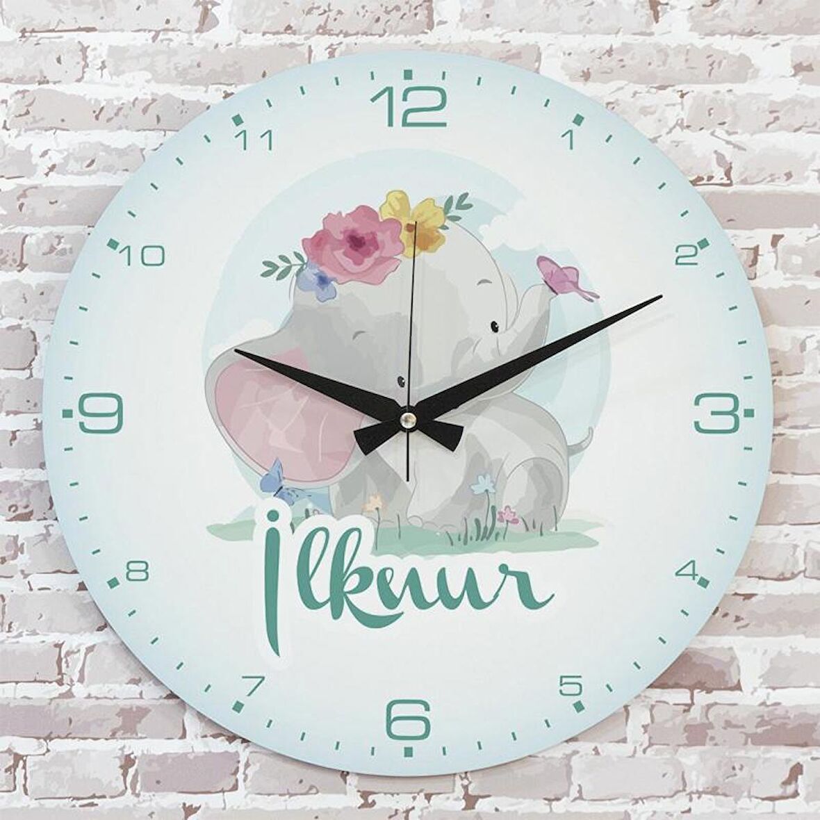 Kişiye Özel Çocuk Odası Hediyesi Ahşap Saat 33cm  KA02-1916