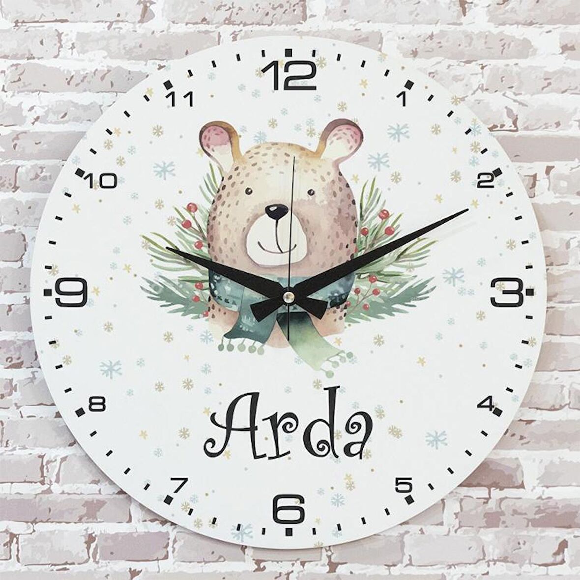 Kişiye Özel Çocuk Odası Hediyesi Ahşap Saat 33cm  KA02-1924