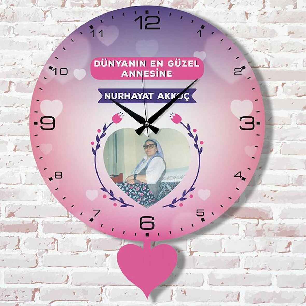Anneler Günü Hediyesi Fotoğraflı Sallanan Sarkaçlı Saat KA07-1016