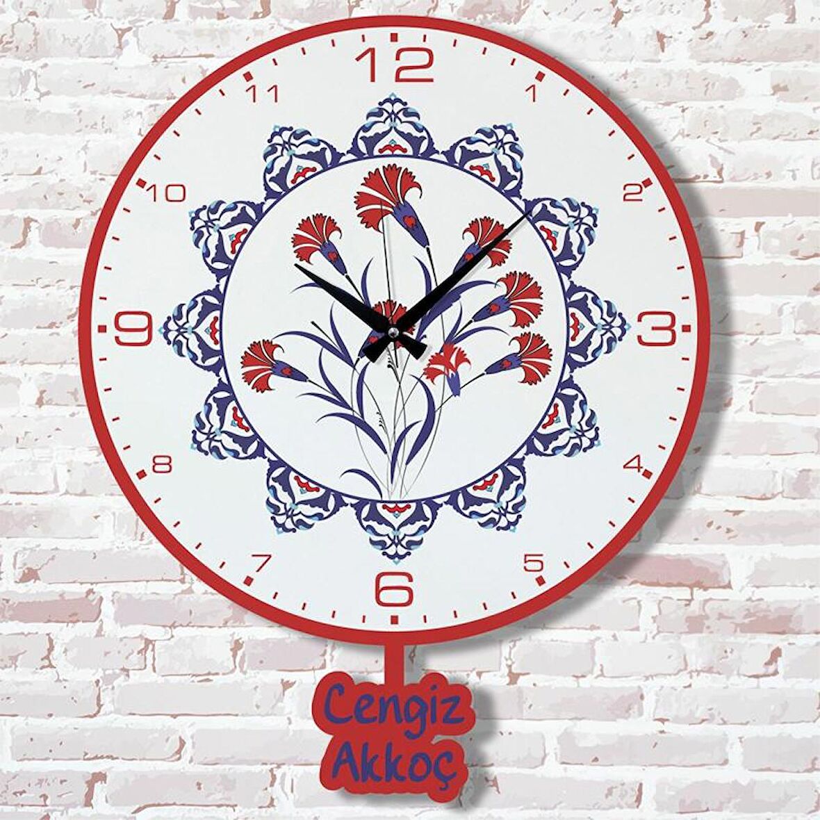 Kişiye Özel Çini Desenli Hediye Sallanan Sarkaçlı Saat KA07-1365