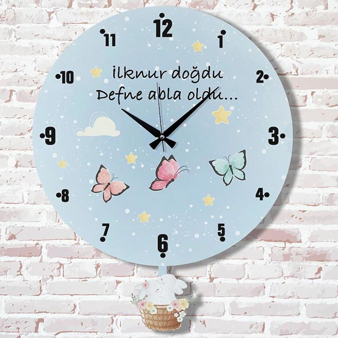 Kişiye Özel Çocuk Odası Hediye Sallanan Sarkaçlı Saat KA07-1406