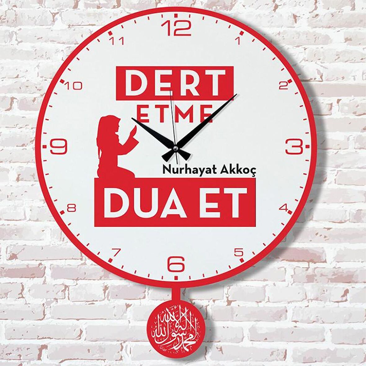 Kişiye Özel Dert etme, Dua et Tasarımlı Hediye Sallanan Sarkaçlı Saat KA07-1438