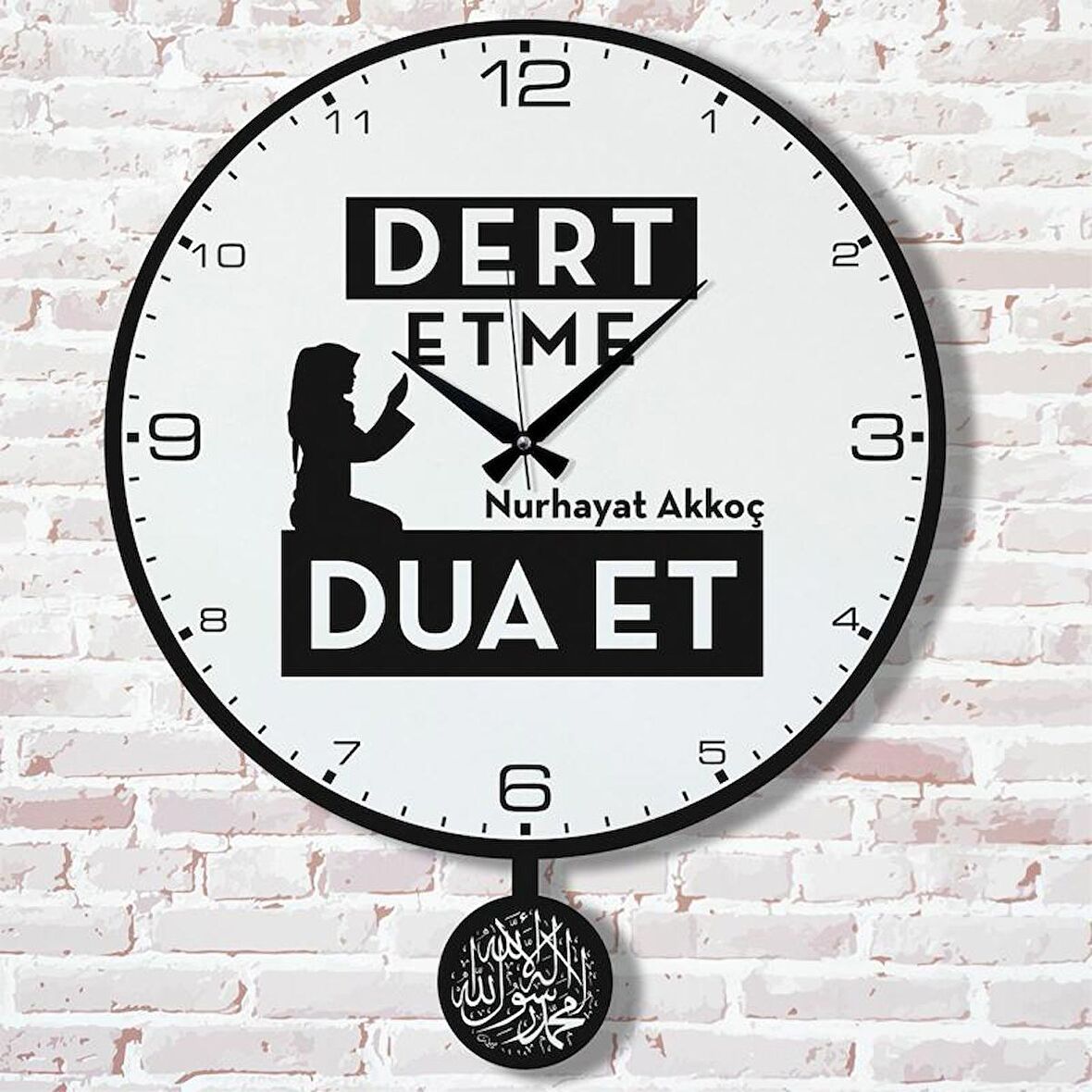 Kişiye Özel Dert etme, Dua et Tasarımlı Hediye Sallanan Sarkaçlı Saat KA07-1440