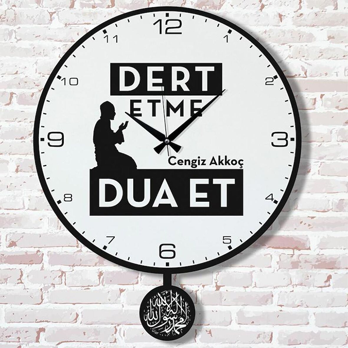 Kişiye Özel Dert etme, Dua et Tasarımlı Hediye Sallanan Sarkaçlı Saat KA07-1441