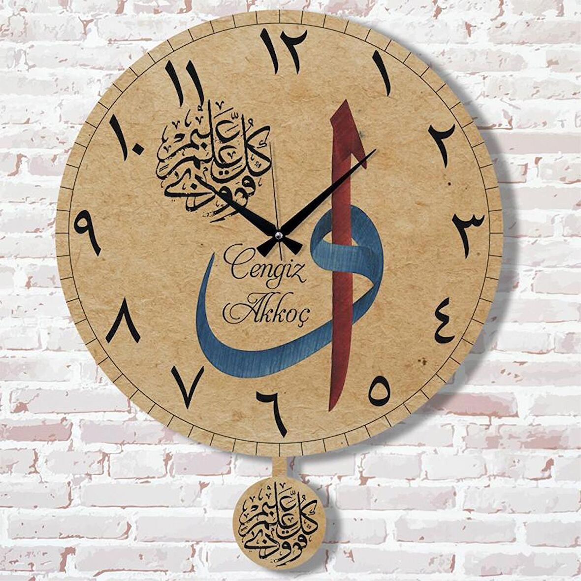 Kişiye Özel Elif Vav Tasarımlı Hediye Sallanan Sarkaçlı Saat KA07-1459