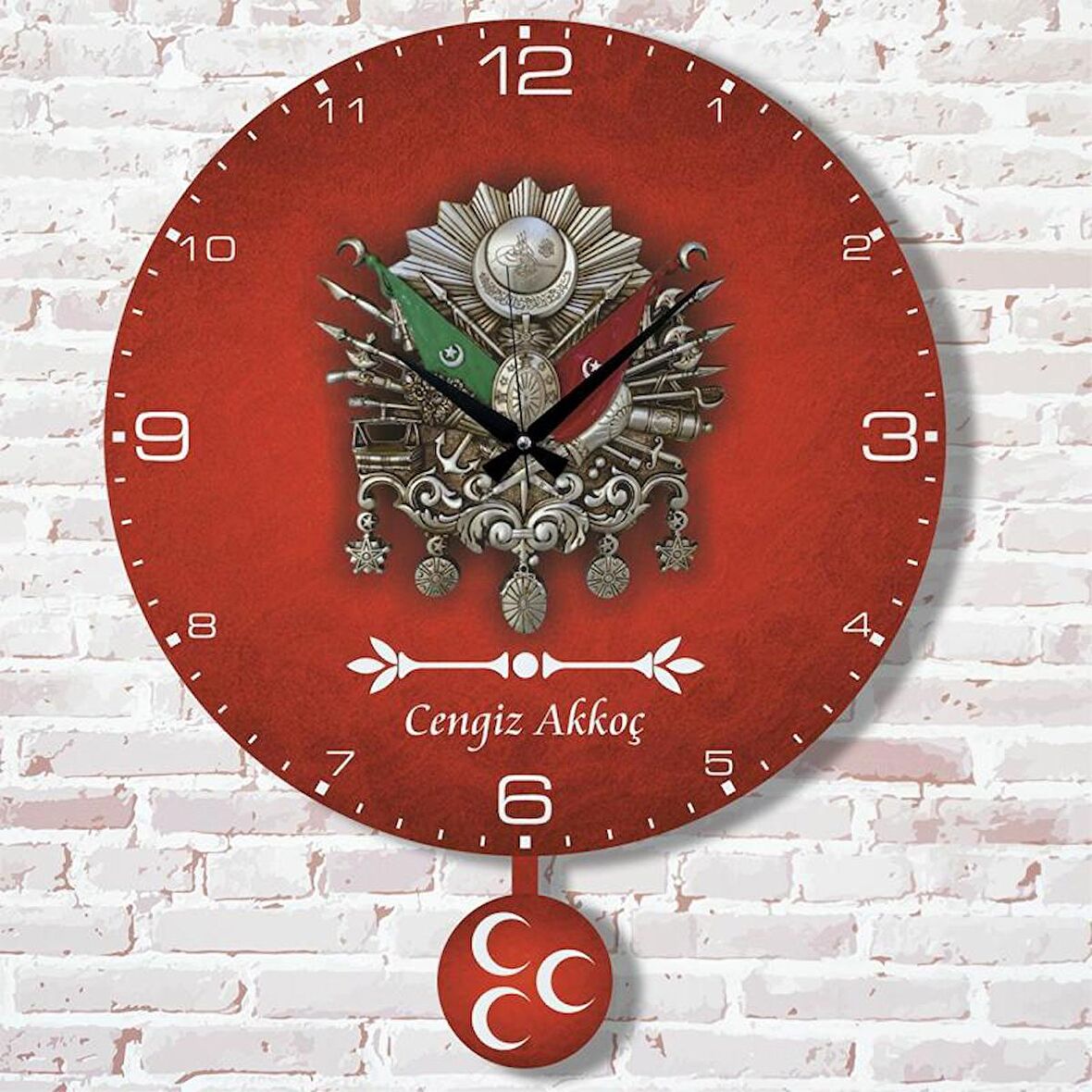 Kişiye Özel Osmanlı Tuğrası Tasarımlı Hediye Sallanan Sarkaçlı Saat KA07-1595